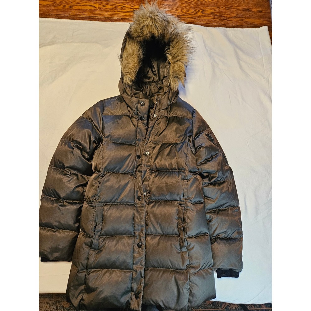 GAP KIDS Puffer Coat With Fur Trimmed Hood Dark Brown Winter Jacket XXL Regular
